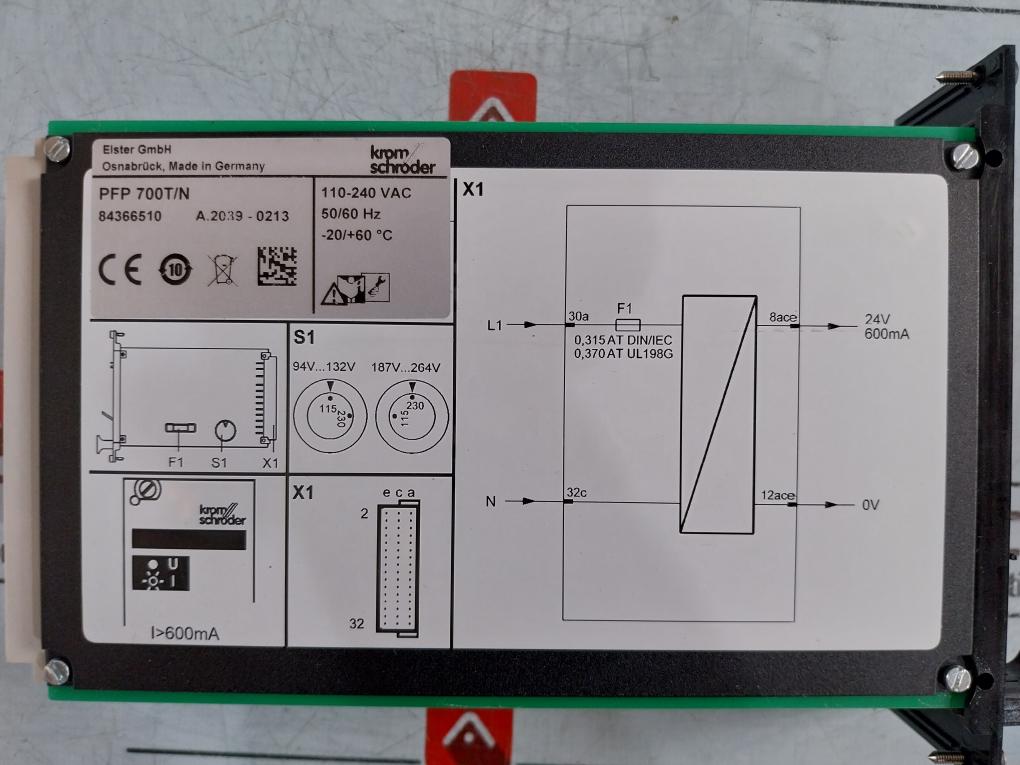 Honeywell Automation Pfp 700 Power Supply 220-240V, 50/60Hz 24V Dc, 600 Ma