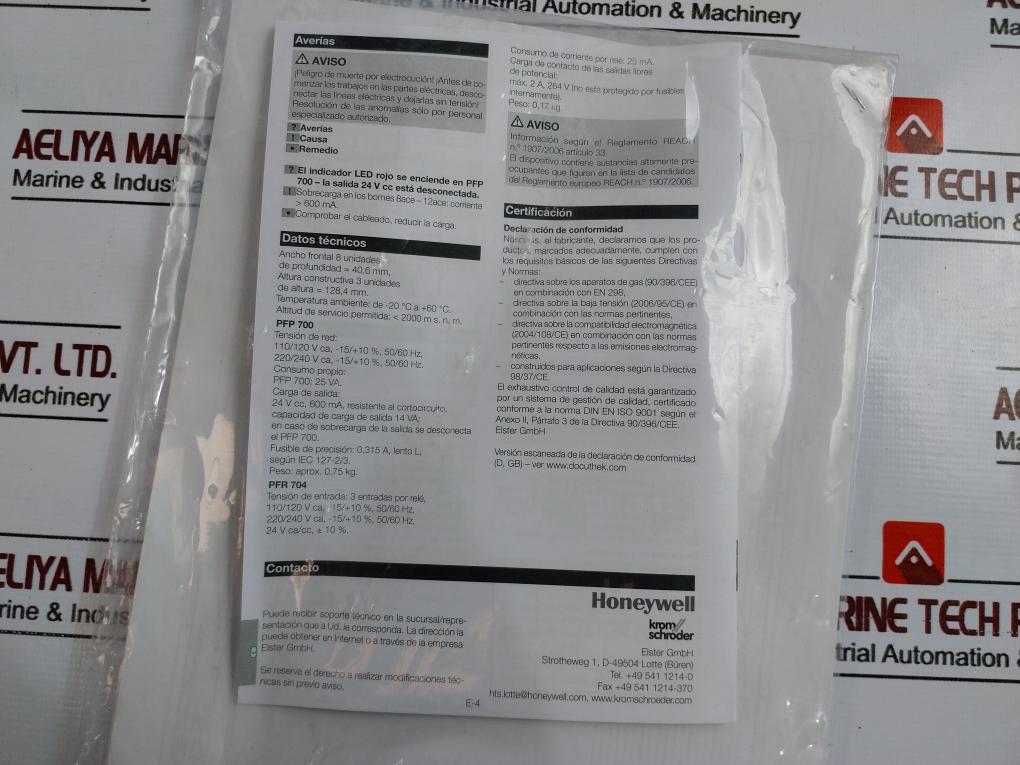 Honeywell Automation Pfp 700 Power Supply 220-240V, 50/60Hz 24V Dc, 600 Ma