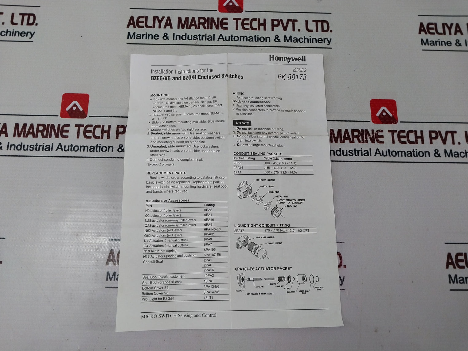 Honeywell Bze6-2Rn Micro Limit Switch