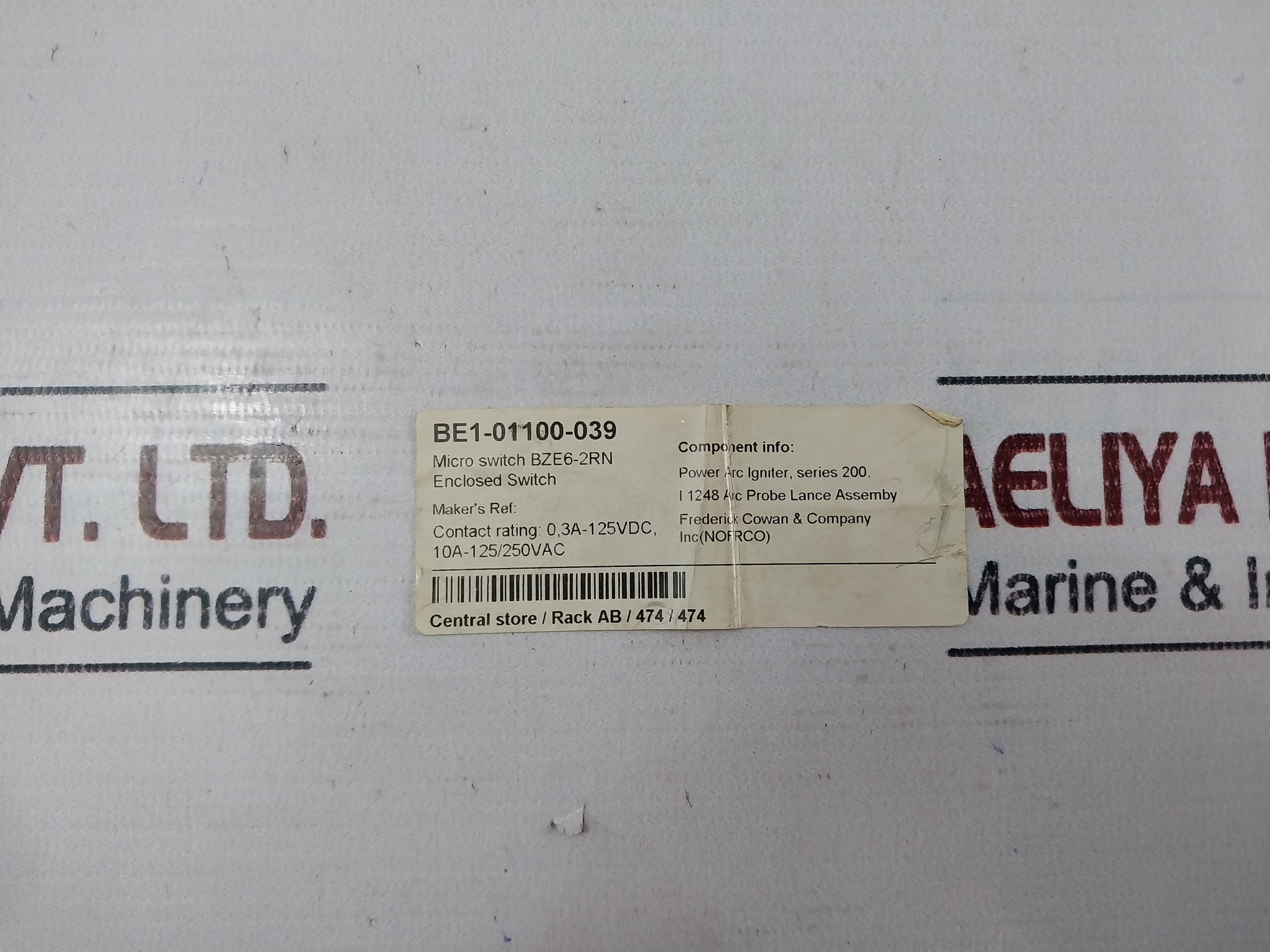Honeywell Bze6-2Rn Micro Limit Switch Dd-10961