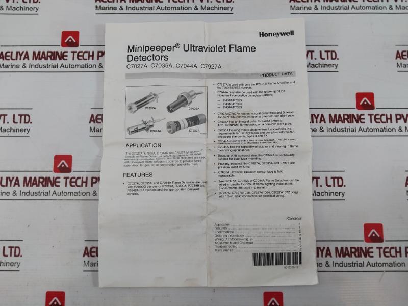 Honeywell C7027A 1023 Ultraviolet Flame Detector Rev A 50052243-002 8 Ft Lead