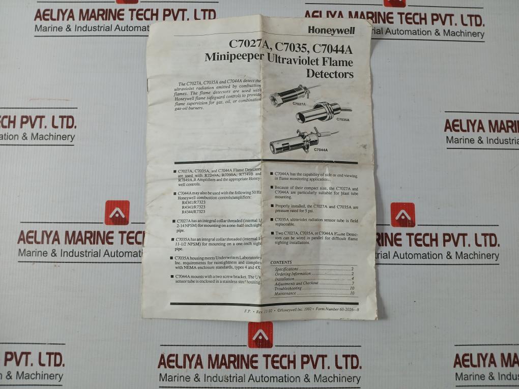 C7027A1056 2 Ultraviolet Flame Detector 1.5-meter Honeywell