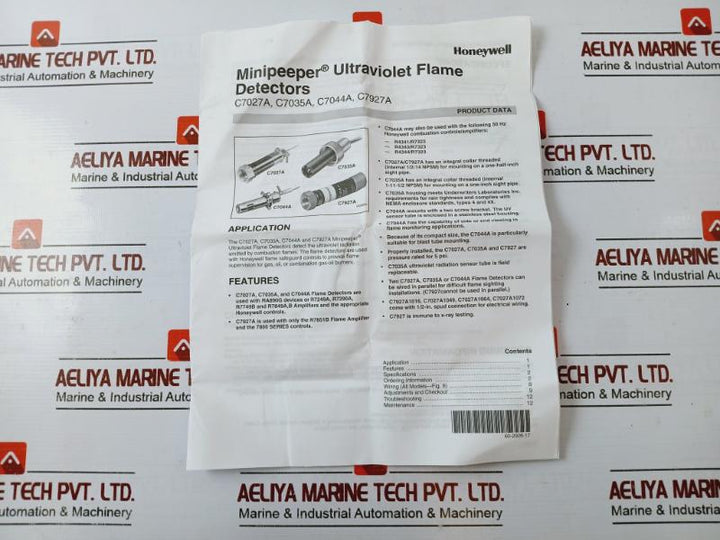 Honeywell C7027a 1023 Ultraviolet Flame Detector (U.v. Sensor), Rev. B