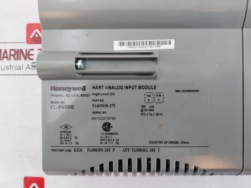 Honeywell Cc-paih02 Hart Analog Input Module 51405038-375 24Vdc