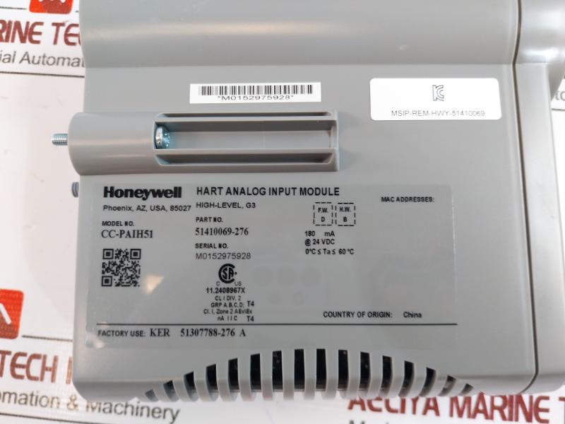 Honeywell Cc-paih51 Hart Analog Input Module 51410069-276 Msip-rem-hwy-51410069