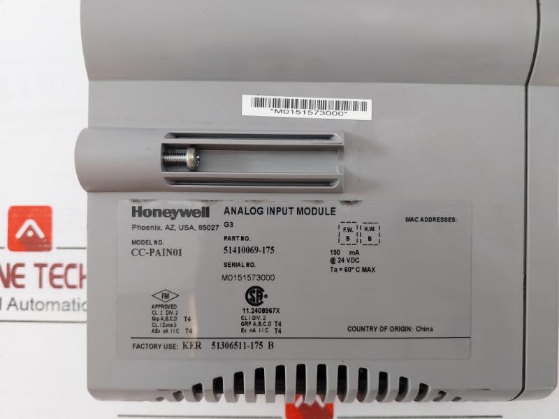 Honeywell Cc-pain01 Analog Input Module 51410069-175 24 Vdc 150 Ma