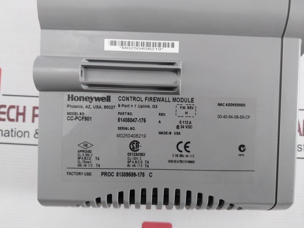 Honeywell Cc-pcf901 8 Port + 1 Uplink, G3 Control Firewall Module Rev A