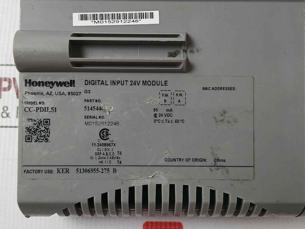 Honeywell Cc-pdil51 Digital Input Module 24v 95ma 51306955-275 B