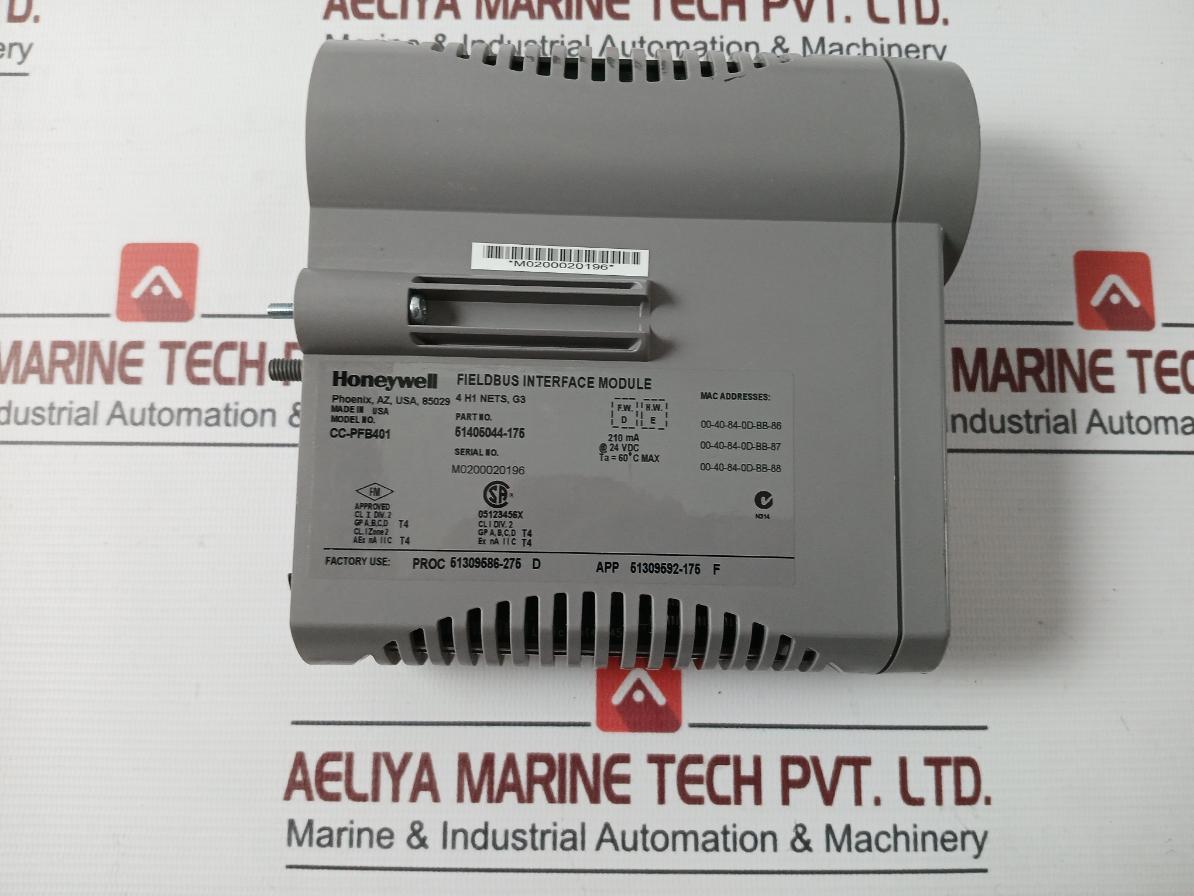 Honeywell Cc-pfb401 Fieldbus Interface Module 51405044-175 210Ma At 24 Vdc, 60 C