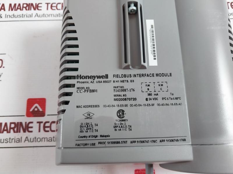 Honeywell Cc-pfb801 Fieldbus Interface Module 51410087-176 380 Ma 24 Vdc
