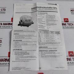 Honeywell Dps1000 Differential Pressure Switch