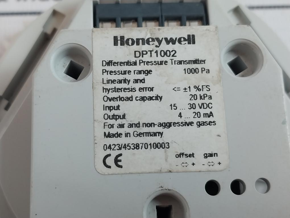 Honeywell Dpt1002 Differential Pressure Transmitter 15-30Vdc