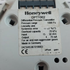 Honeywell Dpt1002 Differential Pressure Transmitter 15-30Vdc