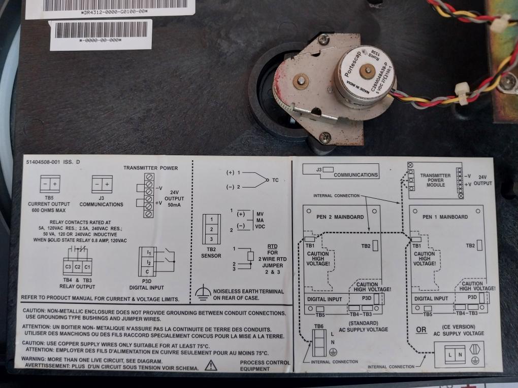 Honeywell Dr4300 Circular Chart Recorder Rev C 24V 50Ma 100-240Vac 50/60Hz 28Va
