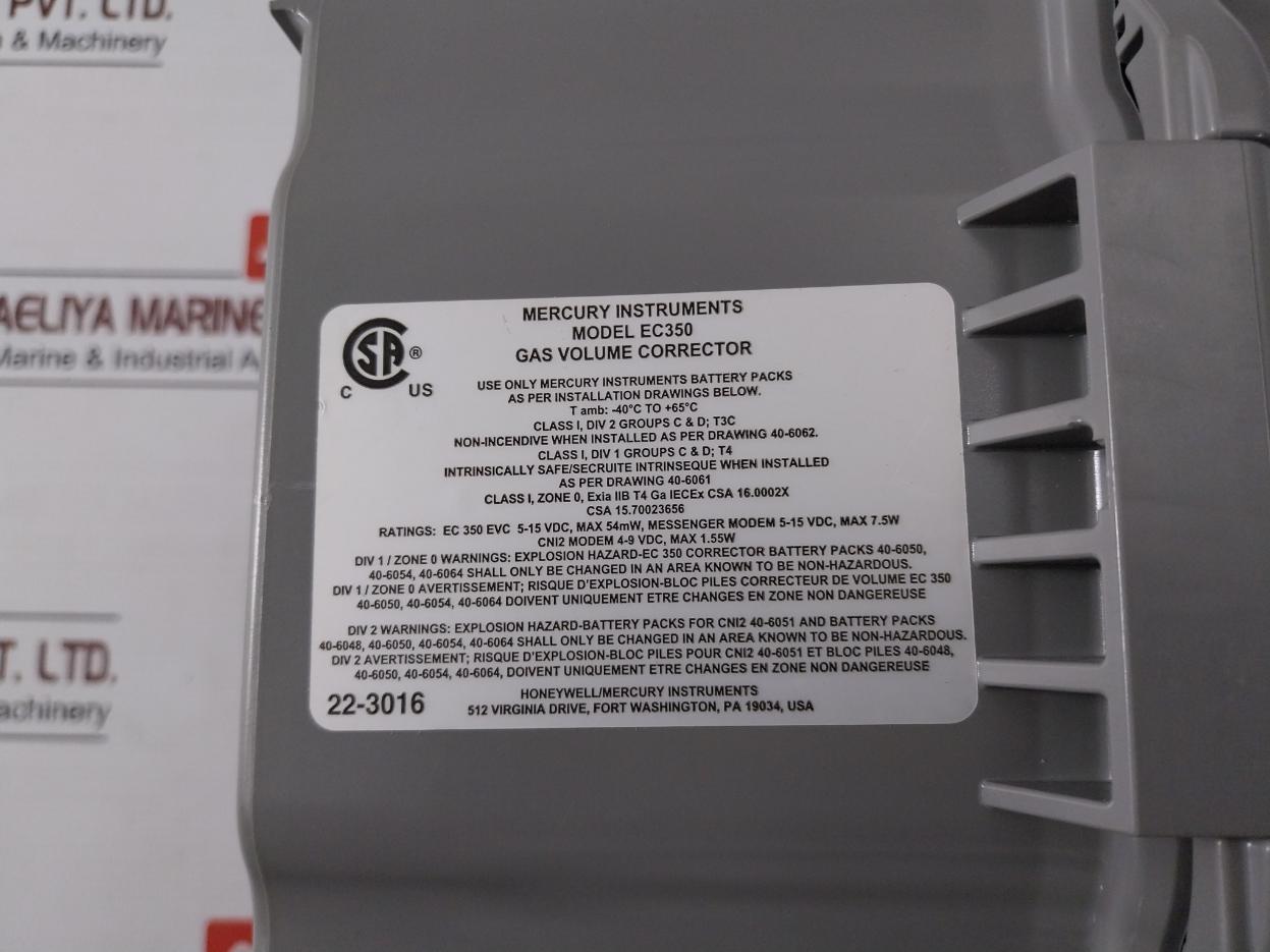 Honeywell Ec350 Gas Volume Corrector 22-1164 0-100Psig 5-15Vdc 54Mw 7.5W 4-9Vdc