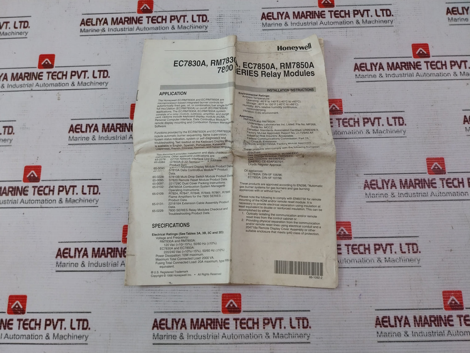 Honeywell Ec7850 A 1122 Burner Control