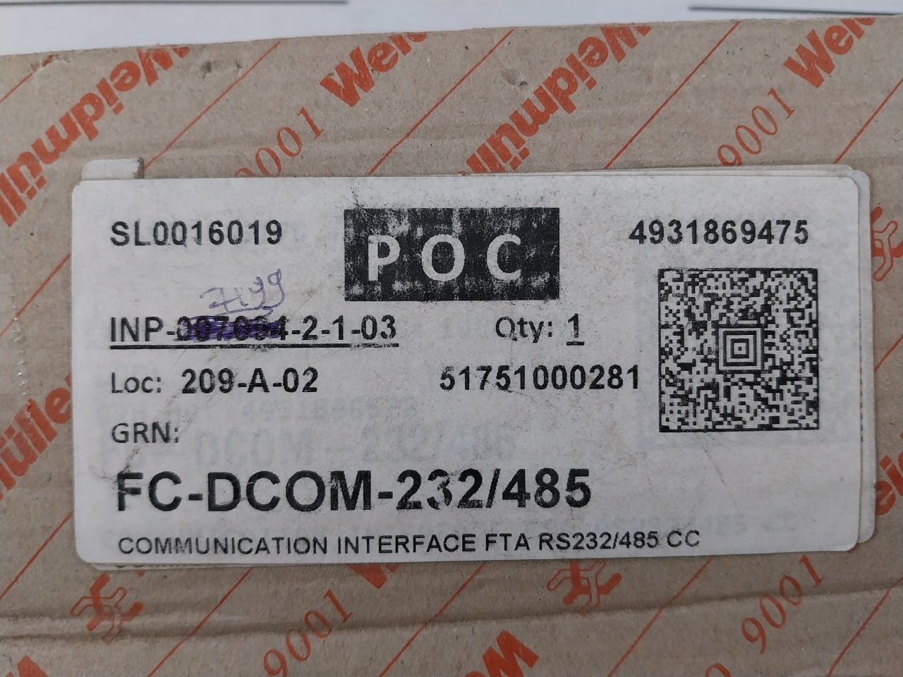 Honeywell Fc-dcom-232/485 Communication Interface Module 500 Ma Max 5 Vdc