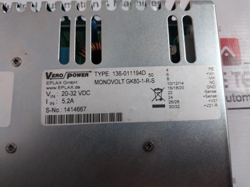 Honeywell Fc-psu-240516 Vero Power Supply Module V1.1 Psu-240516 20-32Vdc 5.2 A