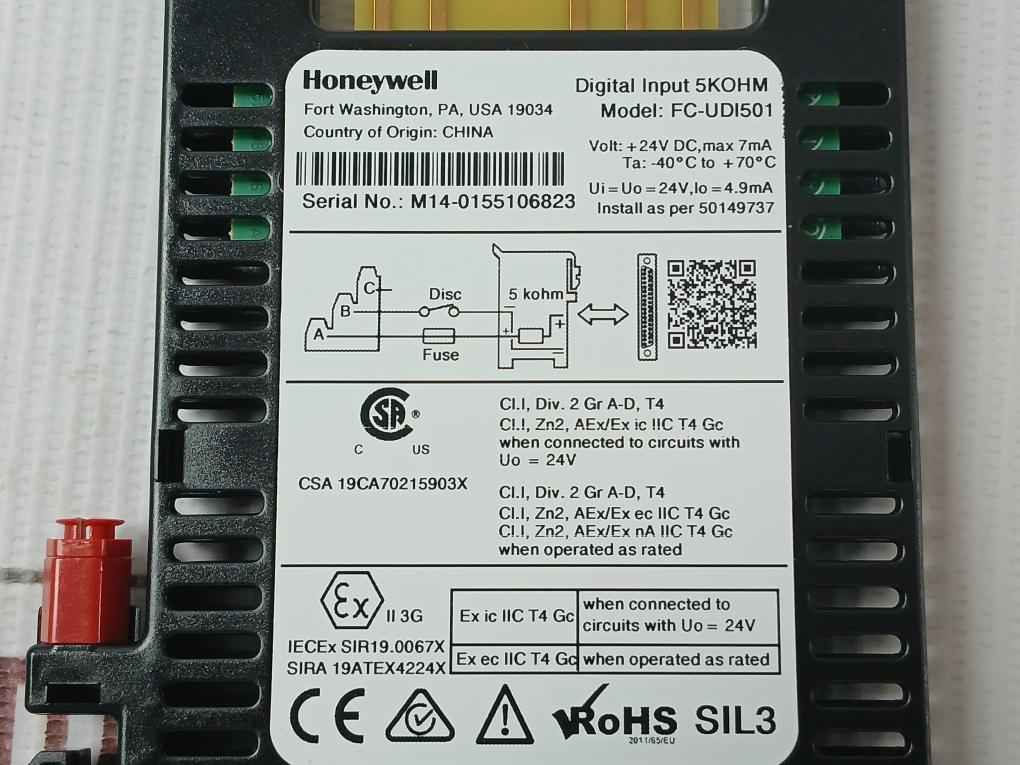 Honeywell Fc-udi501 Digital Input 5kohm Adapter 24vdc Max7ma