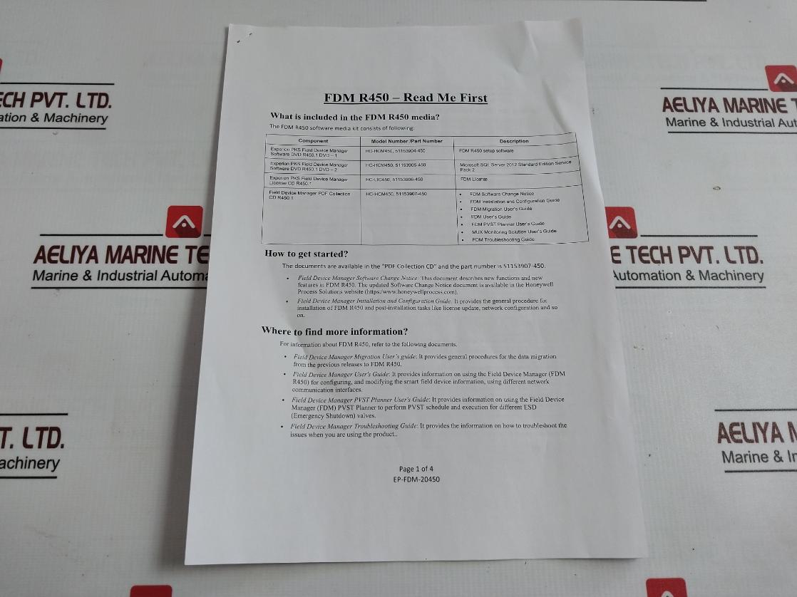 Honeywell Field Device Manage Experion Pks Fdm R450.1 Dvd 2 Documentation Cd Kit