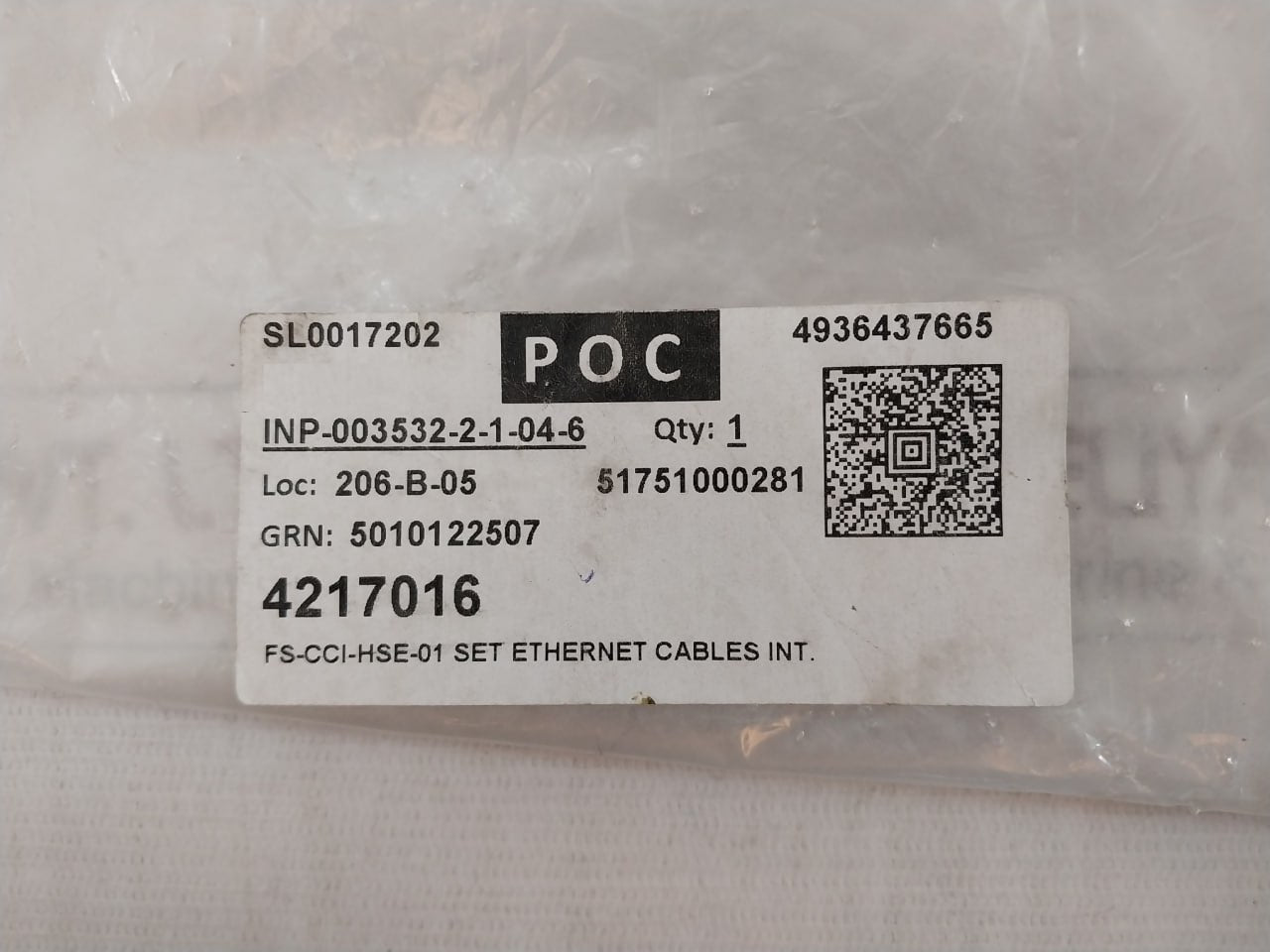 Honeywell Fs-cci-hse-01 Amp Ethernet Cable Set 51751000281