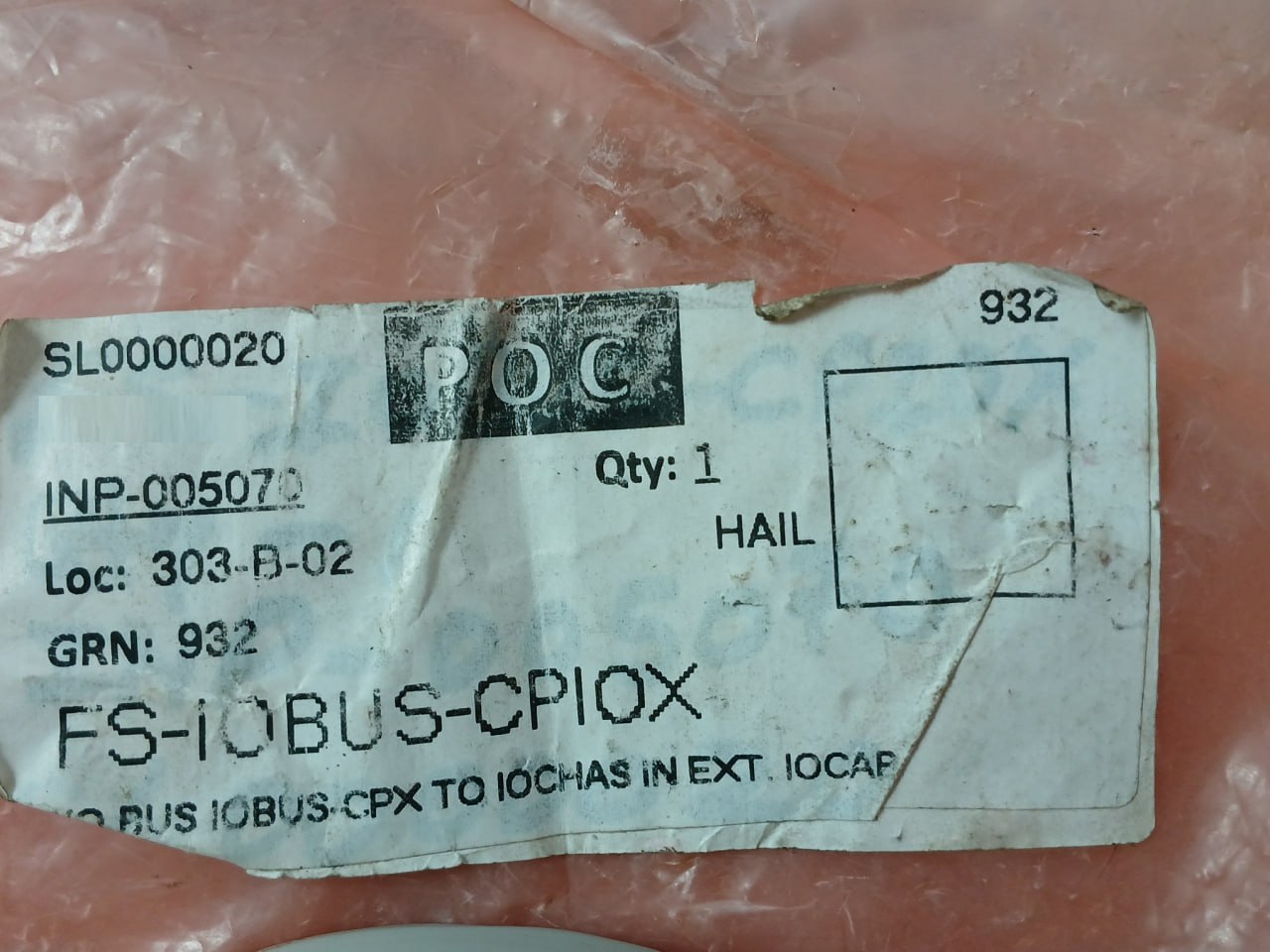 Honeywell Fs-iobus-cpiox I/O Bus Controller