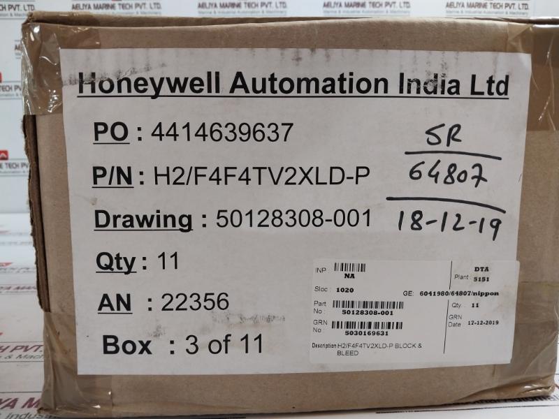 Honeywell H2/f4f4tv2xld-p Block & Bleed Valve,high Pressure 6000 Psi 50128308001