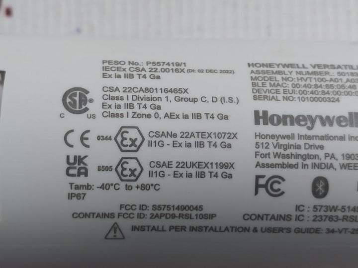 Honeywell Hvt100-a01, A03-0-sm-1-1-0000