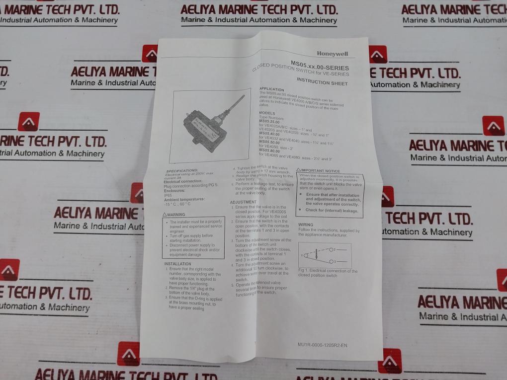 Honeywell M.S. 05.25.01 Micro Switch 250 Vac Max Dc2231