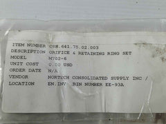 Honeywell M702-6 Orifice & Retaining Ring Set