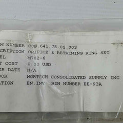 Honeywell M702-6 Orifice & Retaining Ring Set