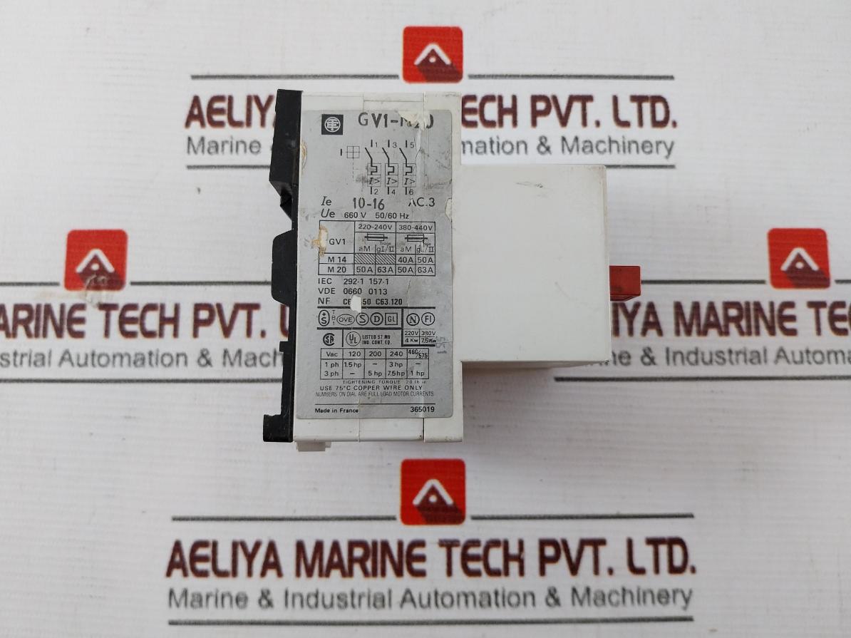 Telemecanique Gv1-m20 Circuit Breaker 10-16A 660V 50/60Hz