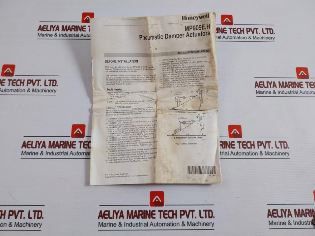 Honeywell Mp909E 1463 1 Pneumatic Damper Actuator 5-10 Psi