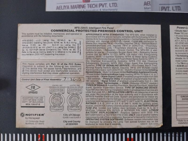 Honeywell Notifier Nfs-320 Intelligent Addressable Fire Alarm Control Panel