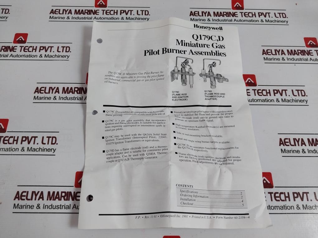 Honeywell Q179D1008 Miniature Pilot Burner Assembly Q179D 10-050-2/C5-91