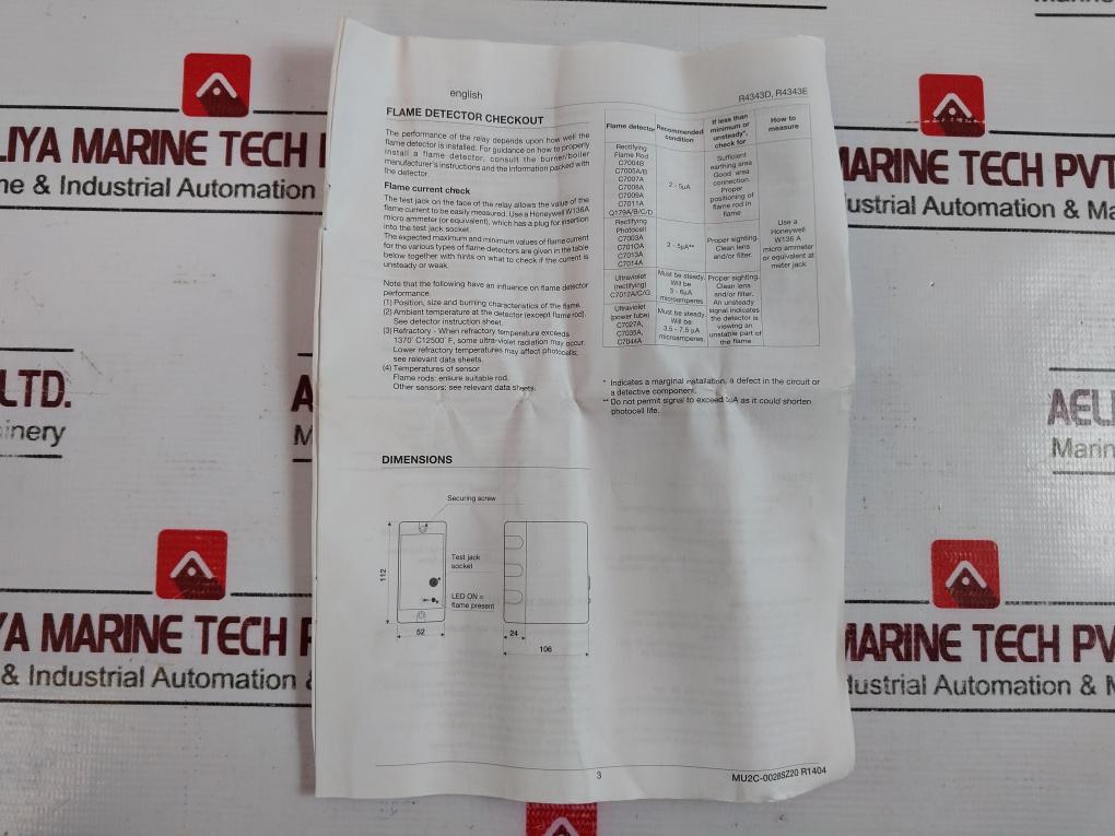 Honeywell R4343 D1041 Flame Detector Relay 115-230 Vac 50/60hz