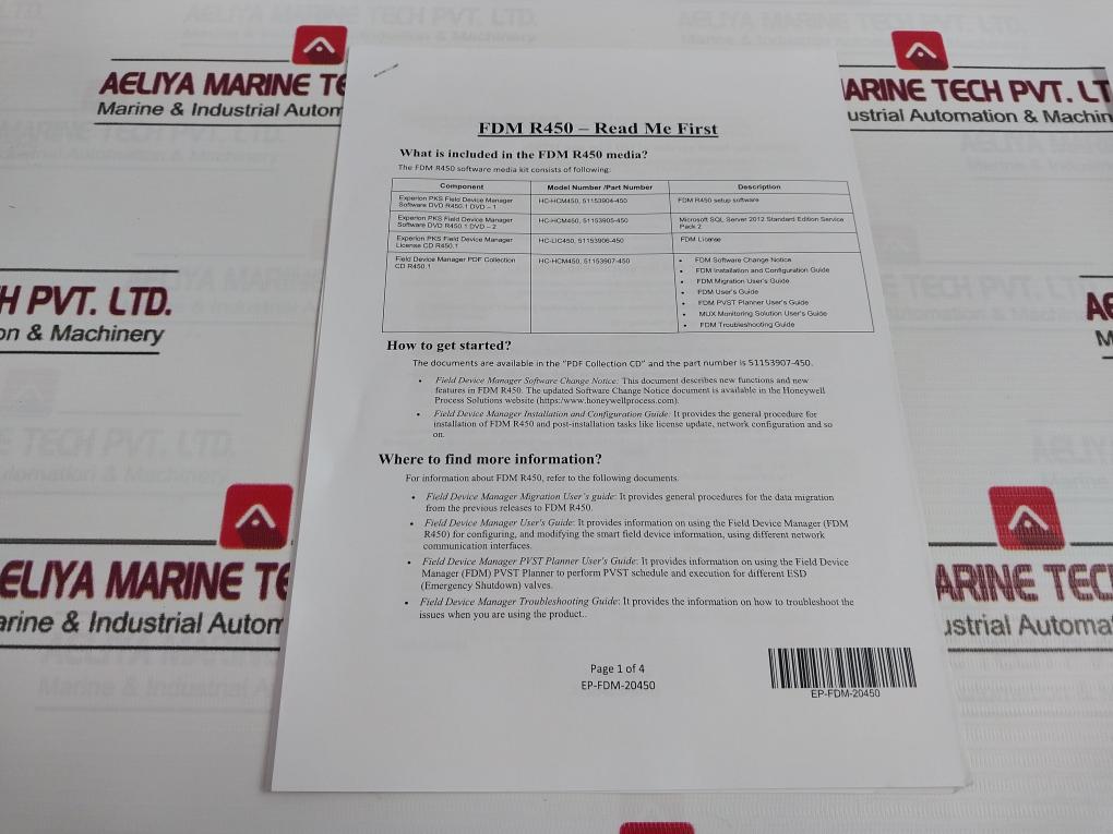 Honeywell R450.1 Experion Pks Field Device Manager (Fdm) Software Dvd Set Rev: 1