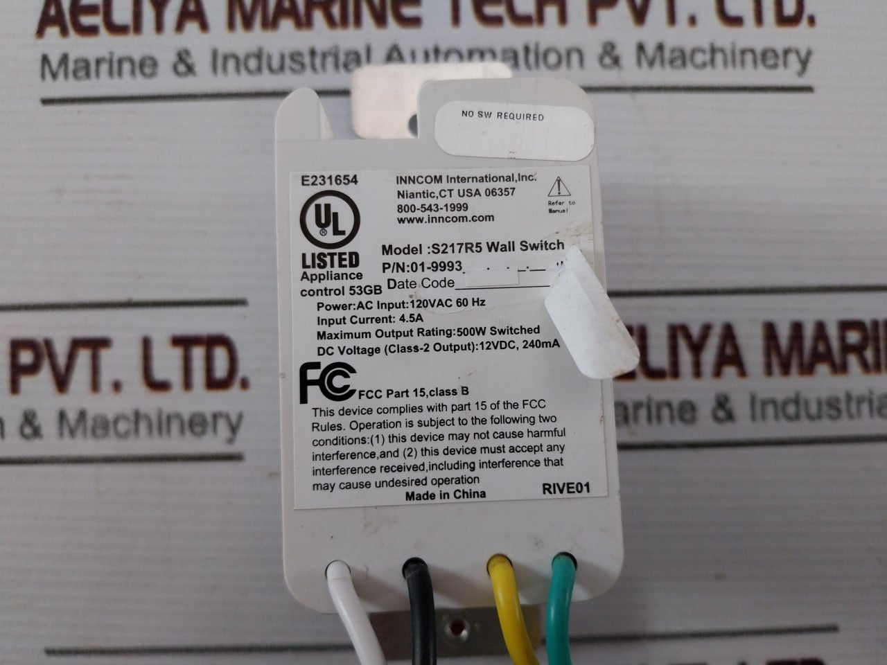 Honeywell S217R5 Wall Switch 01-9993 Blank System Controller 12Vdc 240Ma