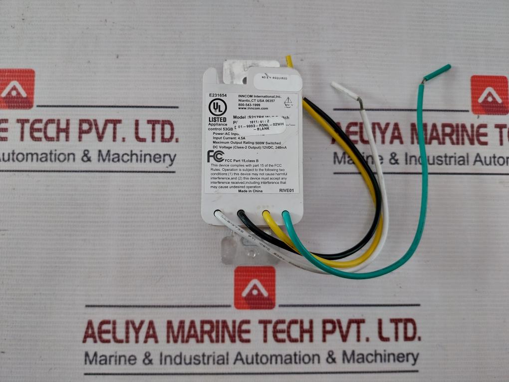 Honeywell S217R5 Wall Switch 120Vac 60Hz 4.5A E231654 Rive01