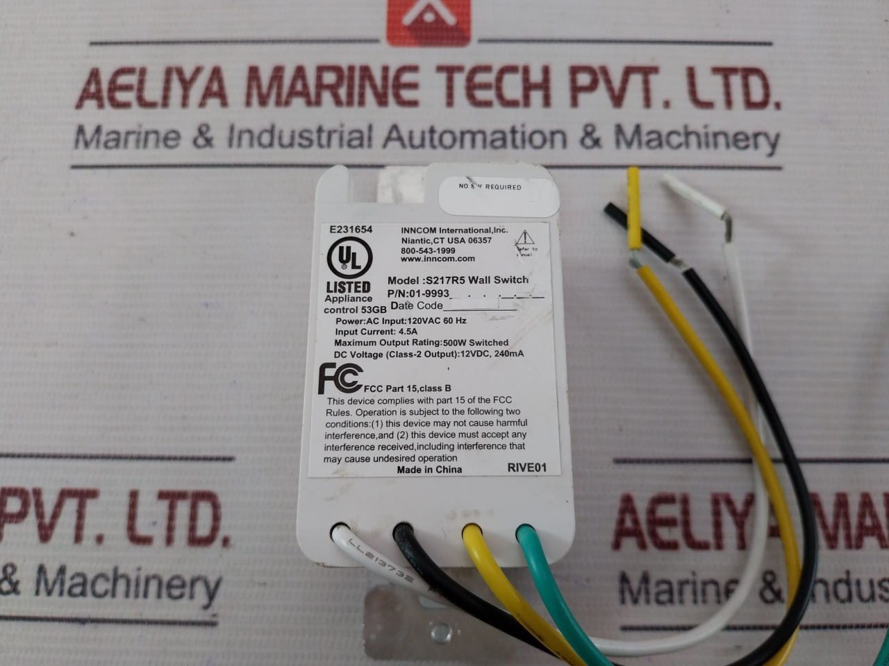 Honeywell S217R5 Wall Switch 120Vac 60Hz 4.5A E231654 Rive01