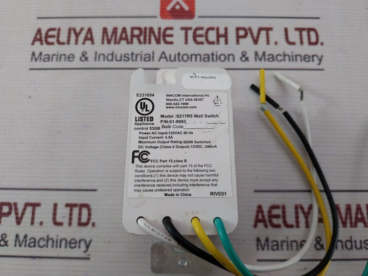 Honeywell S217R5 Wall Switch 120Vac 60Hz 4.5A E231654 Rive01