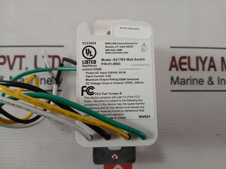 Honeywell S217R5 Wall Switch Blank System Controller 120Vac 60Hz