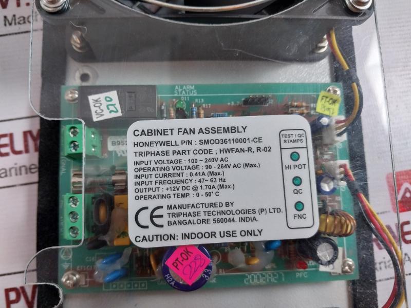 Honeywell Smod36110001-ce Cabinet Fan Assembly 100-240Vac 0.41A 47-63Hz