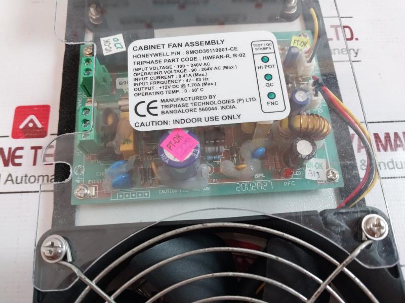 Honeywell Smod36110001-ce Cabinet Fan Assembly 100-240Vac 0.41A 47-63Hz