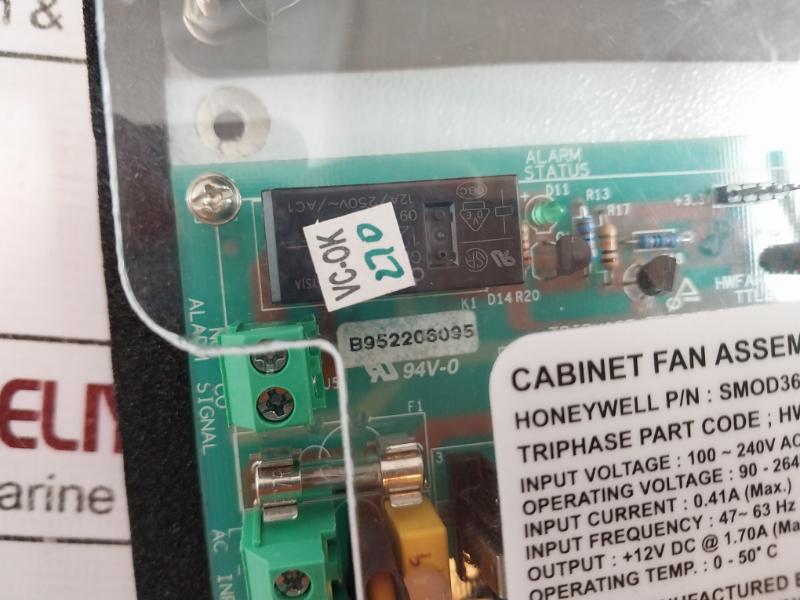 Honeywell Smod36110001-ce Cabinet Fan Assembly 100-240Vac 0.41A 47-63Hz