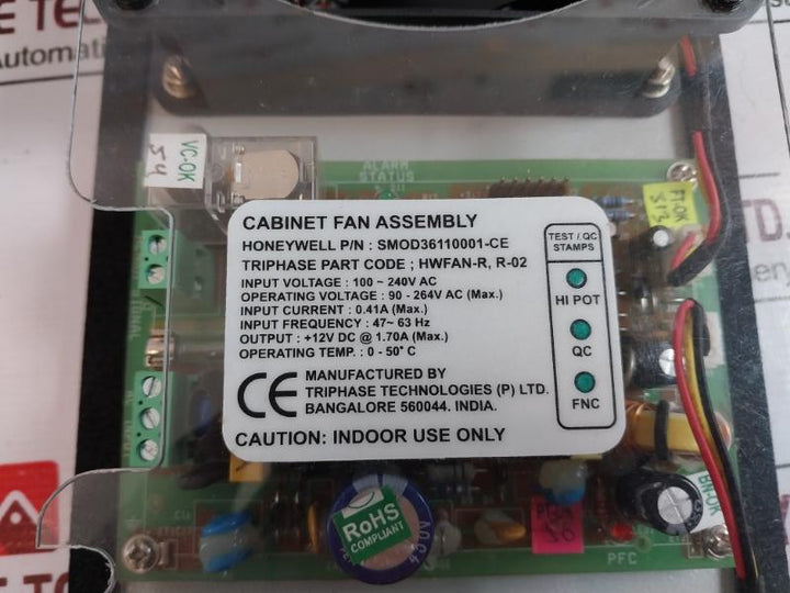 Honeywell Smod36110001-ce Cabinet Fan Assembly Hwfan-r 100-240Vac 0.41A