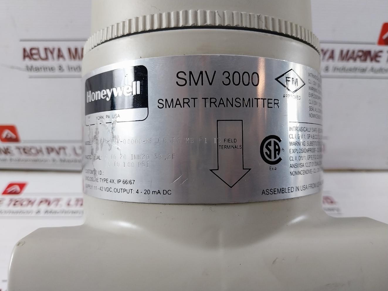 Honeywell Smv 3000 Smart Multivariable Flow Transmitter 11-42Vdc 0 To 100 Psi