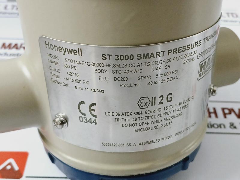 Honeywell St 3000 Smart Pressure Transmitter 500 Psi Stg140-e1G-00000-h6