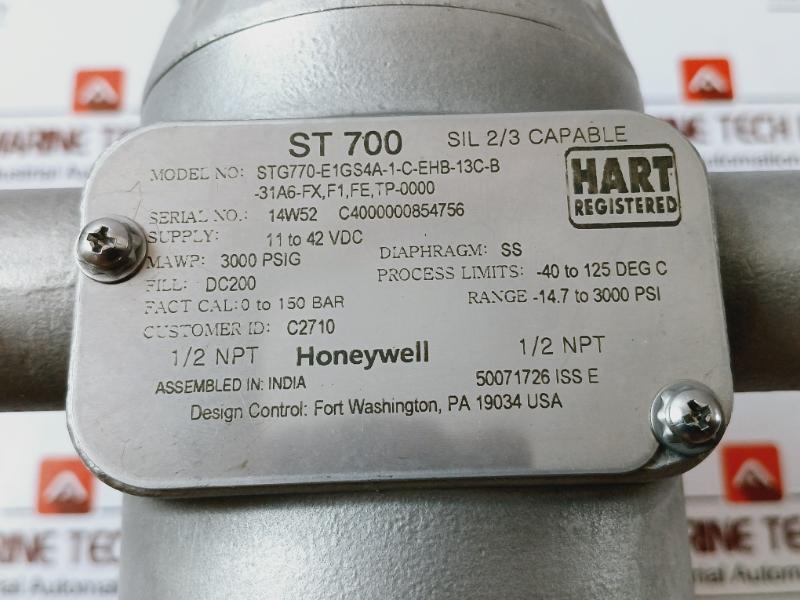 Honeywell St 700 Smart Pressure Transmitter S256414Sk6H4 -20 C To +70 C