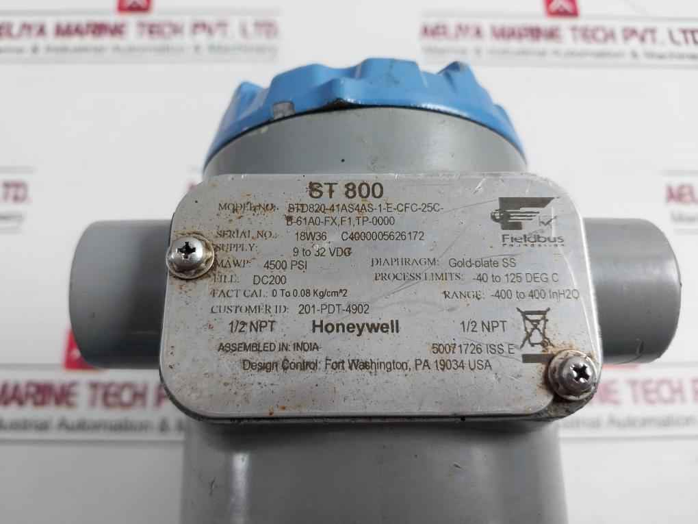 Honeywell St 800 Foundation Fieldbus Pressure Transmitter 4500 Psi Ip66/Ip67